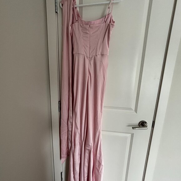 Celine Corset Drape Satin Gown - Pink - Picture 8 of 10